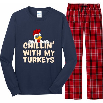 Chillin With My Turkeys Thanksgiving Long Sleeve Pajama Set