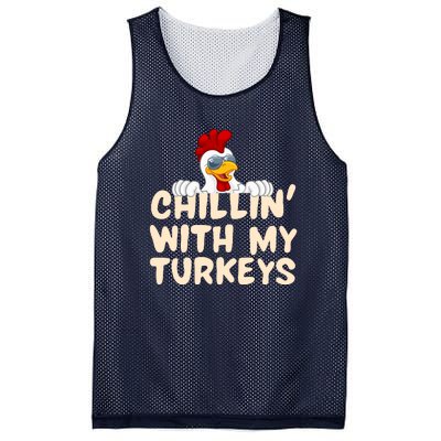 Chillin With My Turkeys Thanksgiving Mesh Reversible Basketball Jersey Tank