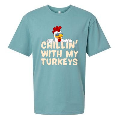 Chillin With My Turkeys Thanksgiving Sueded Cloud Jersey T-Shirt