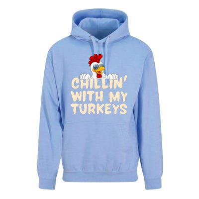 Chillin With My Turkeys Thanksgiving Unisex Surf Hoodie