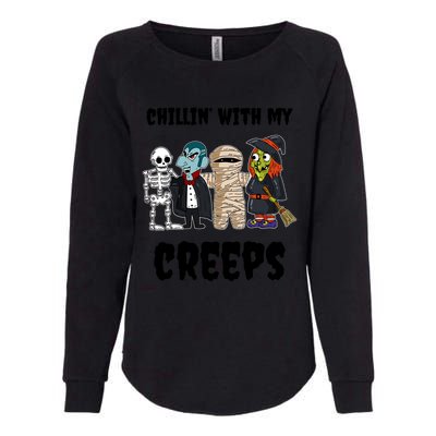 Chillin With My Creeps Monster Witch Vampire Skeleton Mummy Gift Womens California Wash Sweatshirt