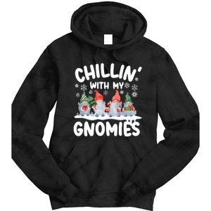 Chillin With My Gnomies Funny Christmas Tie Dye Hoodie