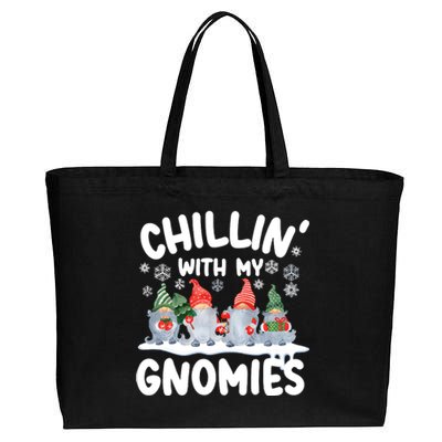 Chillin With My Gnomies Funny Christmas Cotton Canvas Jumbo Tote