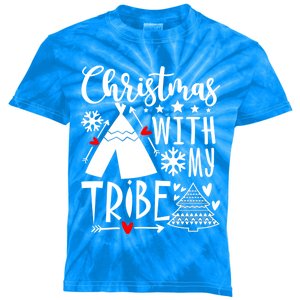 Christmas With My Tribe Red Plaid Family Matching Outfit Gift Kids Tie-Dye T-Shirt