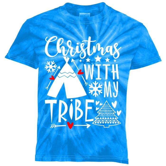 Christmas With My Tribe Red Plaid Family Matching Outfit Gift Kids Tie-Dye T-Shirt