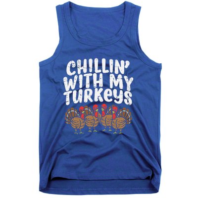 Chillin With My Turkeys Thanksgiving Family Gift Tank Top