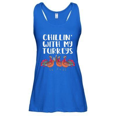 Chillin With My Turkeys Thanksgiving Season Family Lover Ladies Essential Flowy Tank