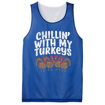 Chillin With My Turkeys Thanksgiving Family Gift Mesh Reversible Basketball Jersey Tank