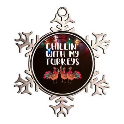 Chillin' With My Turkeys Thanksgiving Season Family Lover Metallic Star Ornament