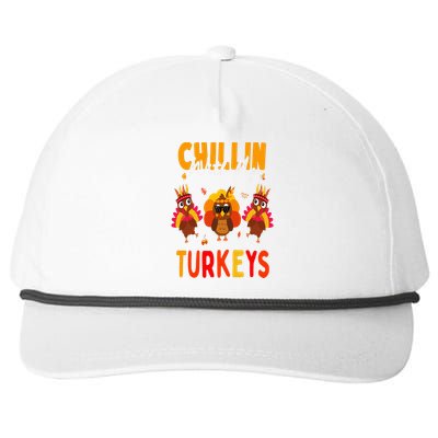 Chillin With My Turkeys Thanksgiving Family Gift Snapback Five-Panel Rope Hat