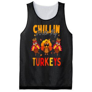 Chillin With My Turkeys Thanksgiving Family Gift Mesh Reversible Basketball Jersey Tank