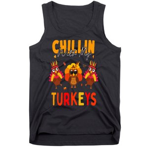 Chillin With My Turkeys Thanksgiving Family Gift Tank Top