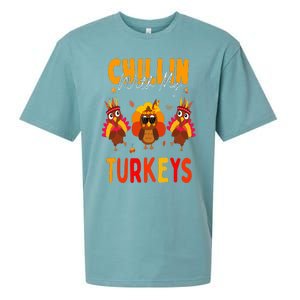 Chillin With My Turkeys Thanksgiving Family Gift Sueded Cloud Jersey T-Shirt