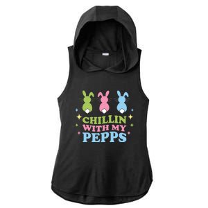 Chillin With My Peeps Funny Easter Bunnies Ladies PosiCharge Tri-Blend Wicking Draft Hoodie Tank