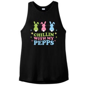 Chillin With My Peeps Funny Easter Bunnies Ladies PosiCharge Tri-Blend Wicking Tank