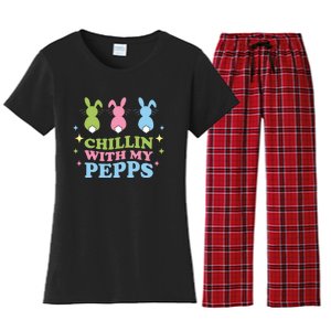 Chillin With My Peeps Funny Easter Bunnies Women's Flannel Pajama Set