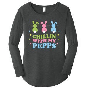 Chillin With My Peeps Funny Easter Bunnies Women's Perfect Tri Tunic Long Sleeve Shirt