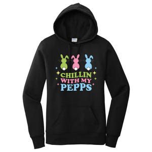 Chillin With My Peeps Funny Easter Bunnies Women's Pullover Hoodie