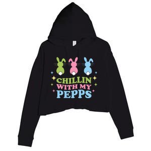 Chillin With My Peeps Funny Easter Bunnies Crop Fleece Hoodie