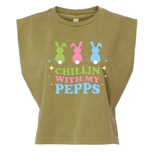 Chillin With My Peeps Funny Easter Bunnies Garment-Dyed Women's Muscle Tee