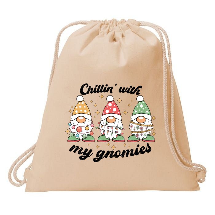 Chillin With My Gnomies Christmas Holiday Drawstring Bag