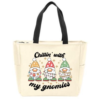 Chillin With My Gnomies Christmas Holiday Zip Tote Bag