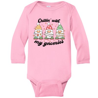 Chillin With My Gnomies Christmas Holiday Baby Long Sleeve Bodysuit