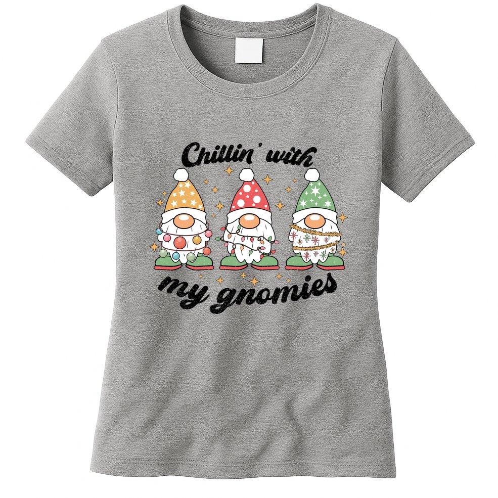 Chillin With My Gnomies Christmas Holiday Womens T-Shirt