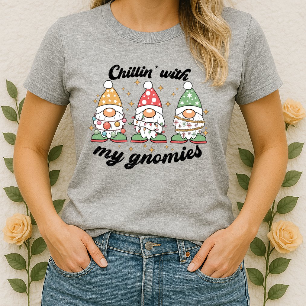 Chillin With My Gnomies Christmas Holiday Womens T-Shirt