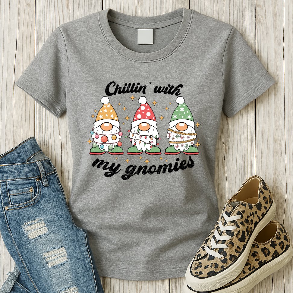 Chillin With My Gnomies Christmas Holiday Womens T-Shirt