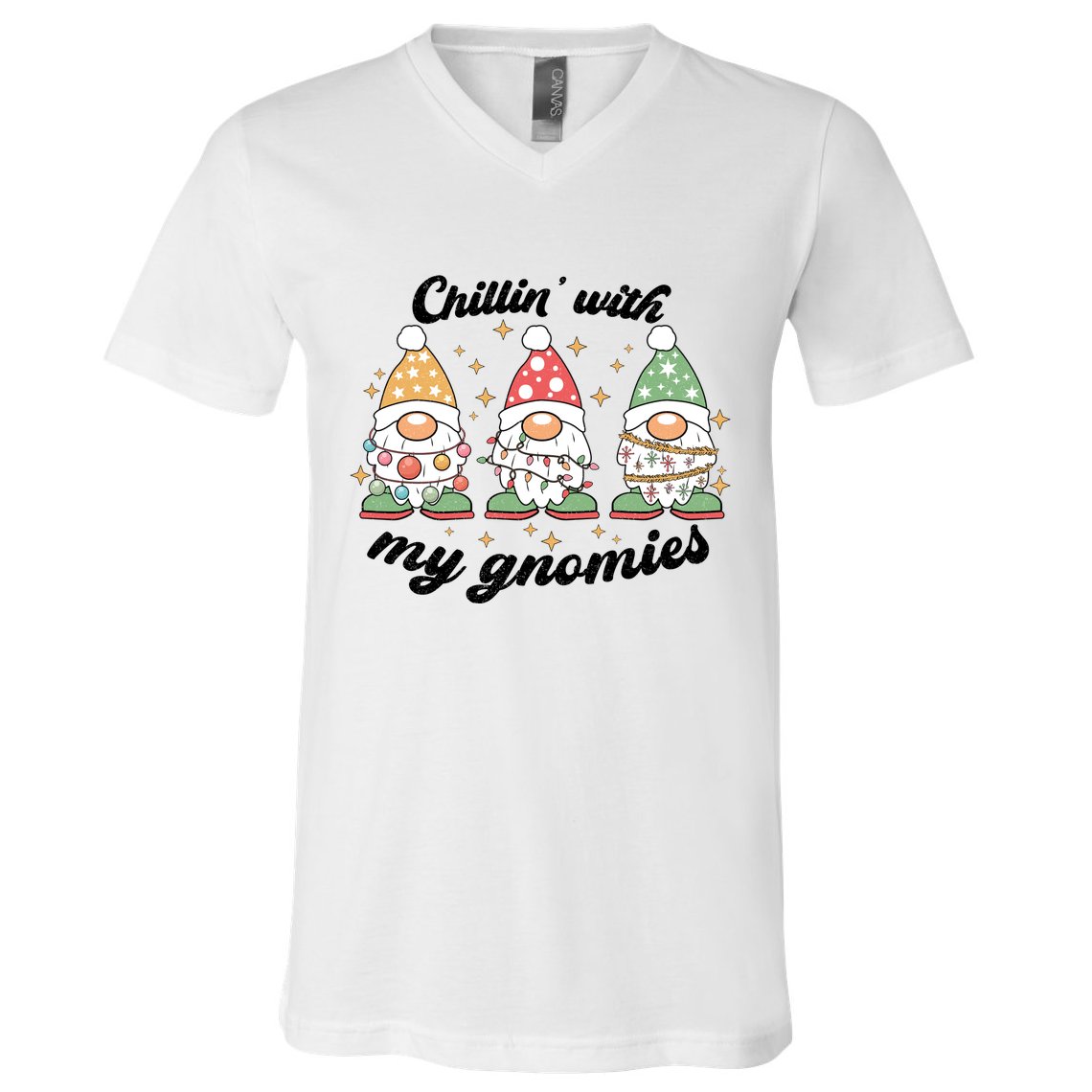 Chillin With My Gnomies Christmas Holiday V-Neck T-Shirt