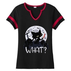 Cat What Murderous Black Cat With Knife Halloween Costume (1) Ladies Halftime Notch Neck Tee