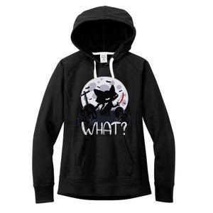 Cat What Murderous Black Cat With Knife Halloween Costume (1) Women's Fleece Hoodie