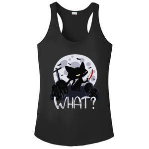 Cat What Murderous Black Cat With Knife Halloween Costume (1) Ladies PosiCharge Competitor Racerback Tank