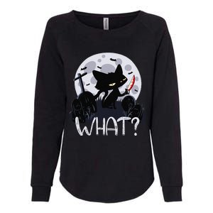 Cat What Murderous Black Cat With Knife Halloween Costume (1) Womens California Wash Sweatshirt