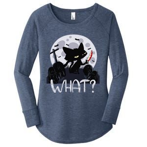 Cat What Murderous Black Cat With Knife Halloween Costume (1) Women's Perfect Tri Tunic Long Sleeve Shirt