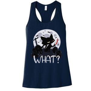 Cat What Murderous Black Cat With Knife Halloween Costume (1) Women's Racerback Tank