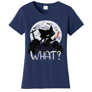 Cat What Murderous Black Cat With Knife Halloween Costume (1) Women's T-Shirt