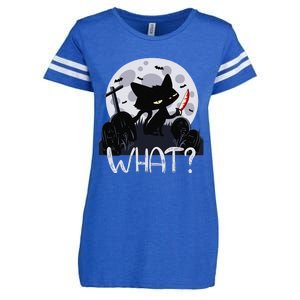 Cat What Murderous Black Cat With Knife Halloween Costume (1) Enza Ladies Jersey Football T-Shirt