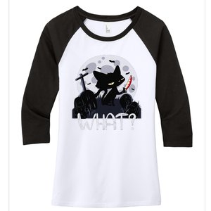 Cat What Murderous Black Cat With Knife Halloween Costume (1) Women's Tri-Blend 3/4-Sleeve Raglan Shirt