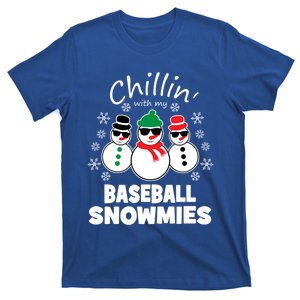 Chillin With My Baseball Snowmies Funny Christmas Gift T-Shirt