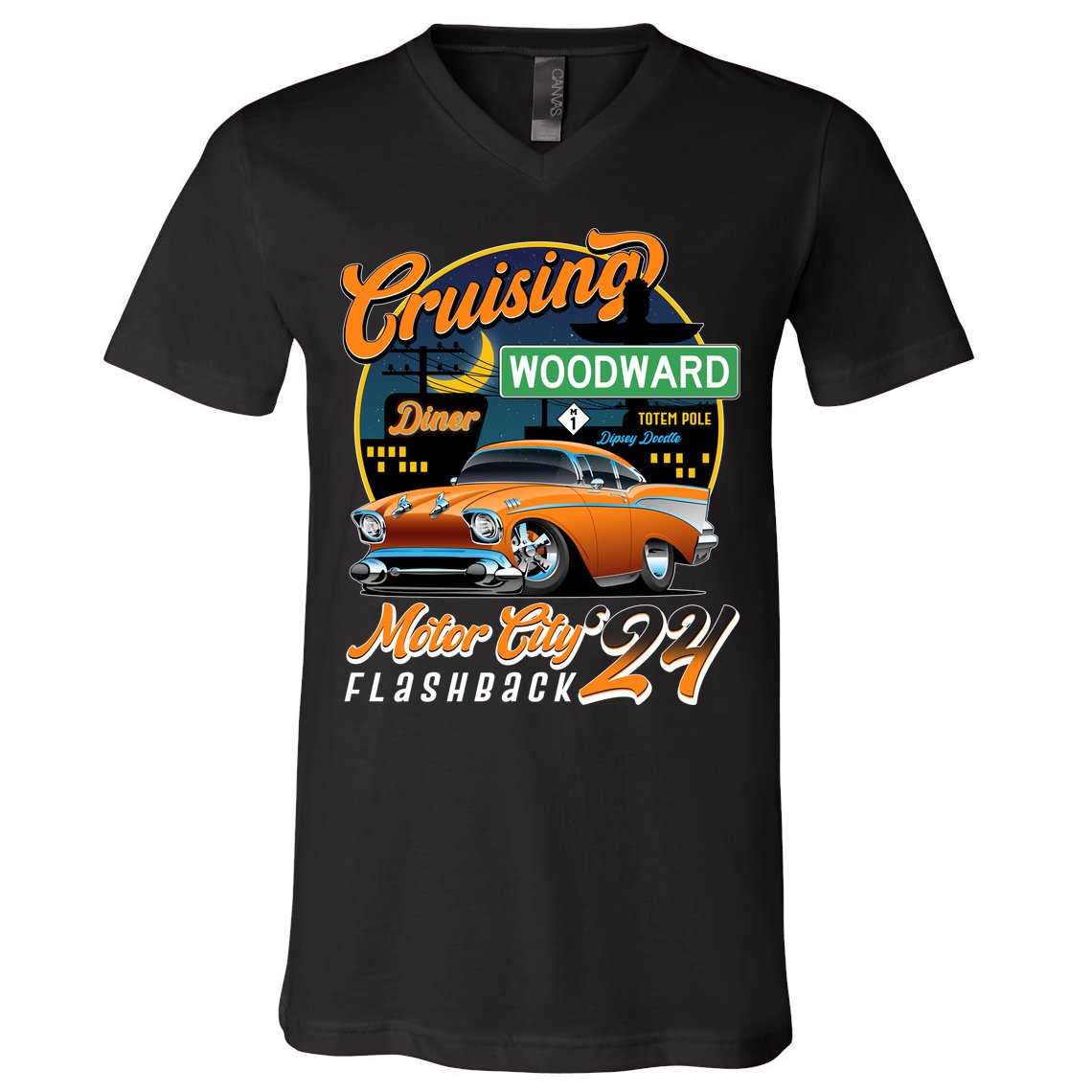 Cruising Woodward Motor City Flashback 2024 Orange Version V-Neck T-Shirt