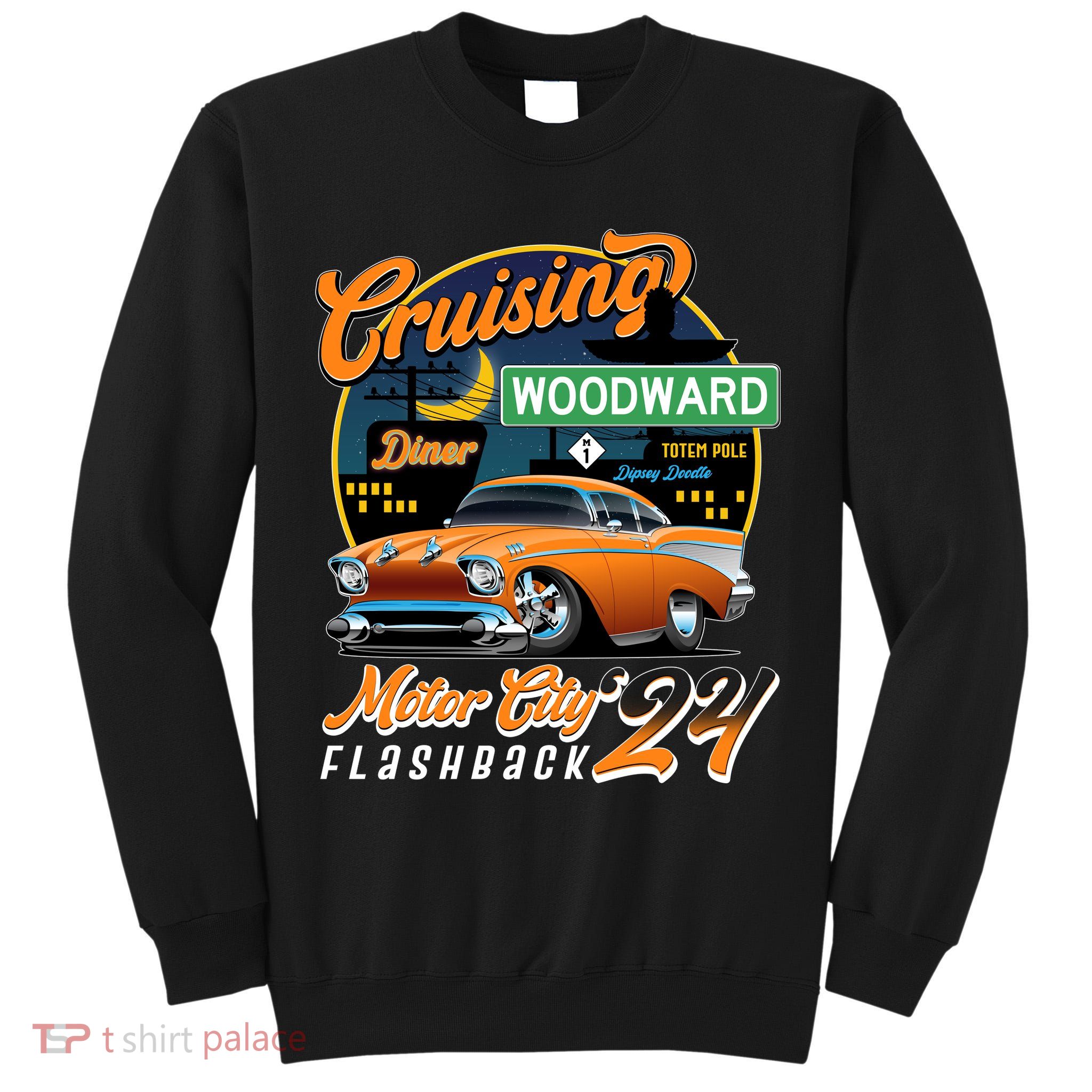 Cruising Woodward Motor City Flashback 2024 Orange Version Tall Sweatshirt