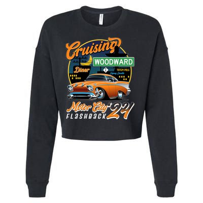 Cruising Woodward Motor City Flashback 2024 Orange Version Cropped Pullover Crew