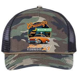 Cruising Woodward Motor City Flashback 2024 Orange Version Retro Rope Trucker Hat Cap