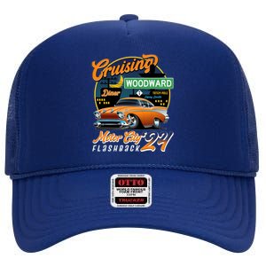 Cruising Woodward Motor City Flashback 2024 Orange Version High Crown Mesh Back Trucker Hat