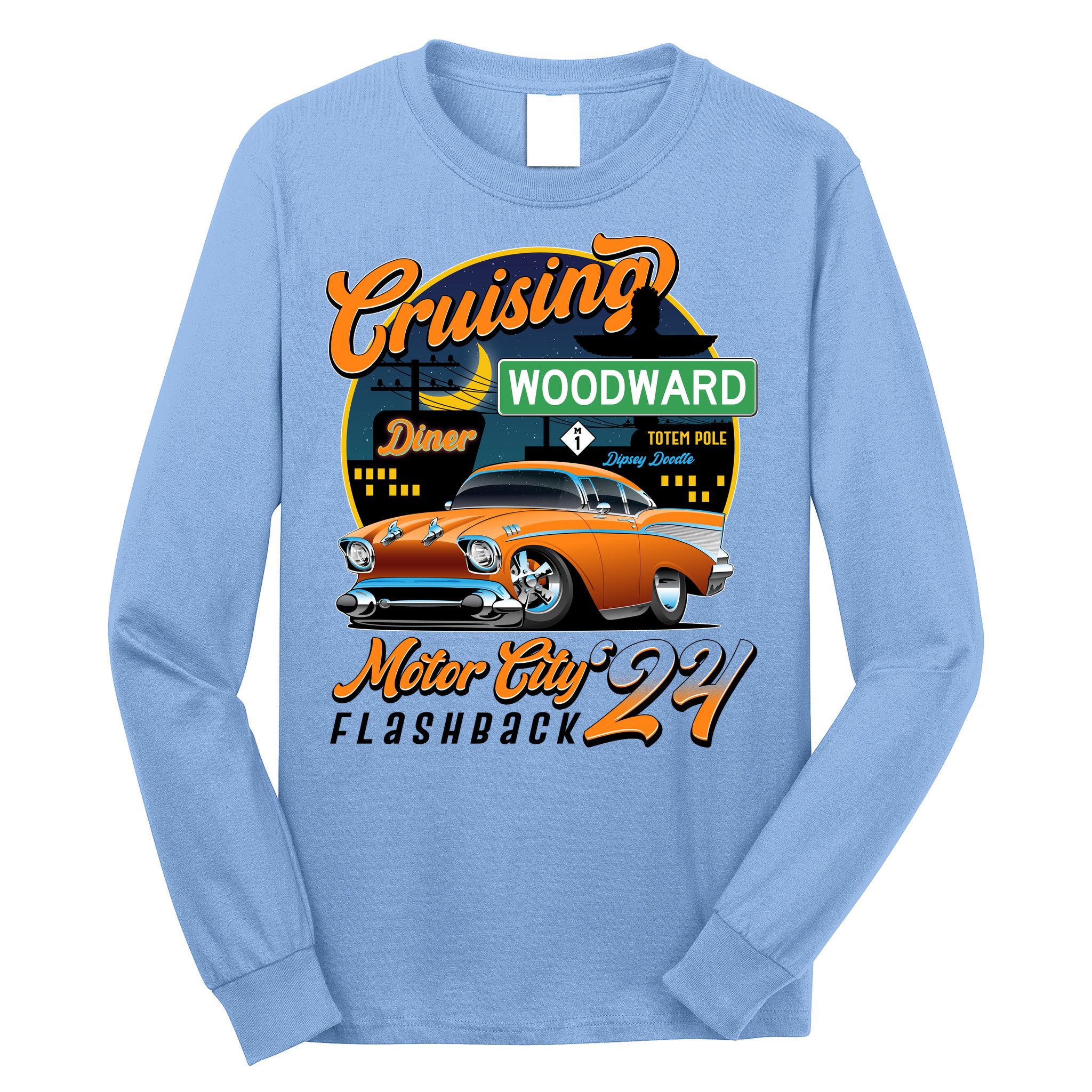 Cruising Woodward Motor City Flashback 2024 Orange Version Long Sleeve Shirt