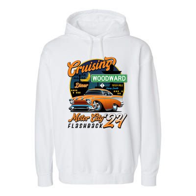 Cruising Woodward Motor City Flashback 2024 Orange Version Garment-Dyed Fleece Hoodie