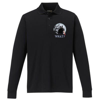 Cat What Murderous Black Cat With Knife Halloween Costume Performance Long Sleeve Polo