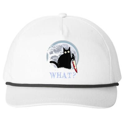 Cat What Murderous Black Cat With Knife Halloween Costume Snapback Five-Panel Rope Hat